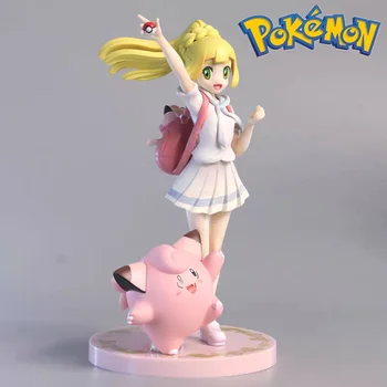 Pokemon Lillie Clefairy Pav Anime Mergina Veiksmo Figūrėlė Kawaii Modelio Surinkimo Pvc Statula Lėlės Vaikams, Žaislų, Dovanų 19.5 cm