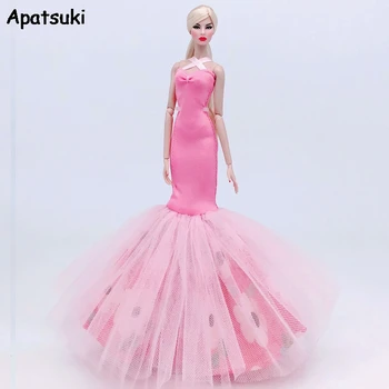 Pink Gėlių Mados Lėlės Drabužius Barbie Lėlės Suknelė Komplektus Undinė Slidinėti Šalis Suknelė 1/6 Lėlės Priedai Žaislas
