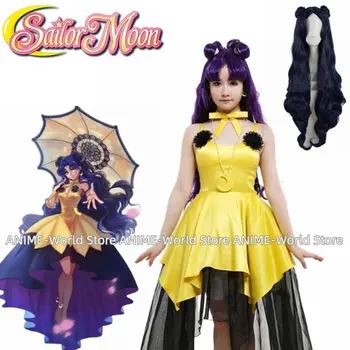 Anime Juoda Katė Luna Cosplay Kostiumas Moterims Geltona Suknelė Luna Helovinas Vienodas Sailor Moon Cosplay Kostiumas
