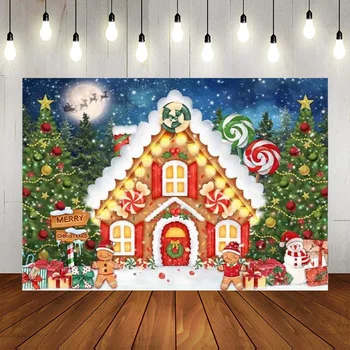 Kalėdų Meduoliai Su Imbiero Priedais Namai Fotografijos Fonas Saldainis Žiemos Linksmų Kalėdų Medžio Fone, Kalėdų Dekoracijos, Snaigės Reklama