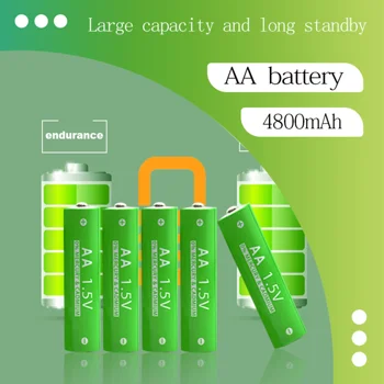 AA Baterijos 1,5 V aa įkraunamas baterijas, 4800mAh Įkraunamos baterijos aa NI-MH Šarminė baterija Tinka laikrodžiai, žaislai