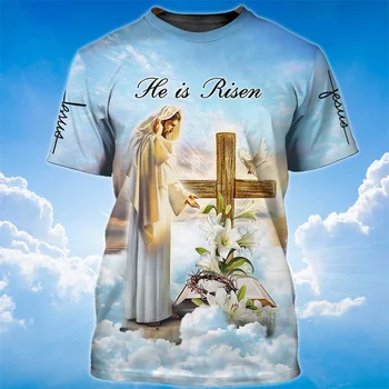 Nauja Vasaros 3D Krikščionių Jėzus Spausdinti Marškinėliai Vyrams, Vaikams Mados Streetwear Tee Marškinėliai Cool Hip-Hop Harajuku Drabužius Viršūnės