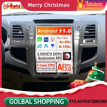 4G Toyota Fortuner Toyota Hilux 2007-2015 Android 11 Tesla Stiliaus Ekrane Auto Radijas Stereo Headunit Automobilio Multimedia Player