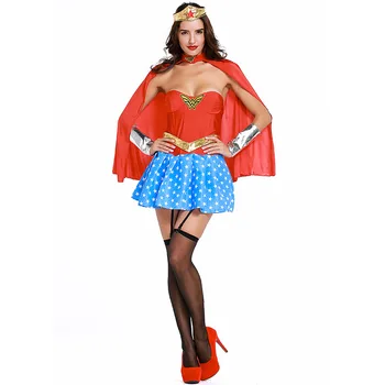 Suaugusiųjų Moterų Galia Kostiumas Helovinas Seksualus Įdomu, Superhero Super Mergina Cosplay Apranga