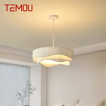TEMOU Šiuolaikinės Pakabukas Šviestuvo Šviesos diodų (LED) Kūrybos Derliaus Klostes Balta Kabo Lempa Namų valgomajame, Miegamajame