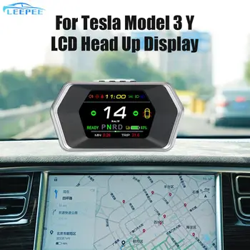 Automobilio Smart HUD Gabaritas Tesla Model 3 Y Šviesos Eilutę Saugos Signalizacijos Vairavimo T17 Spidometras Head Up Display Greičio Indikatorius