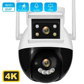 8MP 4K Dvigubo Objektyvo Wifi PTZ vaizdo Kameros Live Dvigubas Ekranas Ai Auto Stebėjimo Žmogaus Aptikimo Lauko IP Kamera, Vaizdo Stebėjimo Kamera
