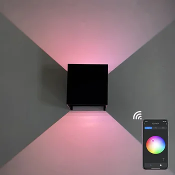 APP Kontrolės Sienų apšvietimo Smart Pritemdomi RGB LED Sienų apšvietimo Šiaurės Stiliaus Aikštėje Aukštyn Žemyn Lempos Patalpų Lauko Vandeniui Sienos Lempos