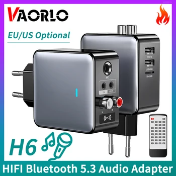 H6 Bluetooth 5.3 Garso Siųstuvas, Imtuvas 3.5 MM AUX/RCA/U-Disk/TF/USB 5V 2.1/6.5 Karaoke MIC HIFI Stereo EQ Belaidžio ryšio Adapteris