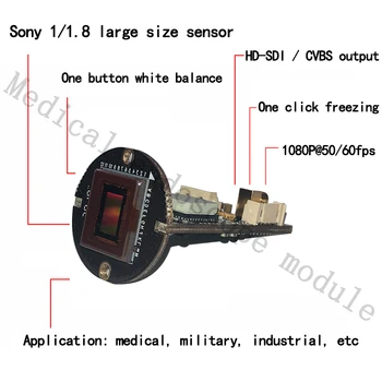 1/2 IMX385 1080P 60FPS HD-SDI Kameros Medicinos Endoskopą Kamera PCB modulis palaiko vienas pelės mygtuku spustelėkite užšalimo ir AWB, ir palaiko OSD