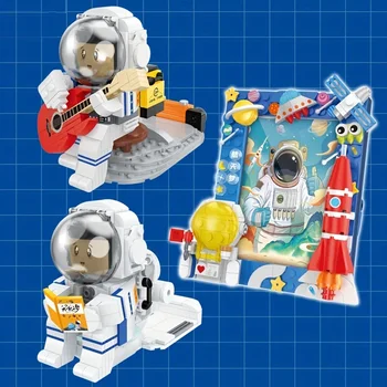 Astronautas Serijos Blokai Kūrybos Astronautas Temą Mobiliojo Laikiklis Foto Rėmelis Asamblėjos Plytos Vaikų Kalėdų Dovanos