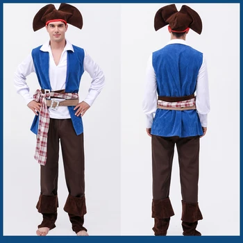 Žmogaus Piratų Cosplay Kostiumų Suaugusiųjų Helovinas Karibų jūros Piratai Viduramžių Drabužių Retro Viking Uniformos Kostiumas Išgalvotas Uniformos