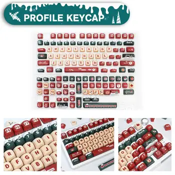 130 Klavišą ŽŪM Profilis Keycap Linksmų ChristmasTheme PBT Keycaps Už MX Jungiklis Mechaninė klaviatūra Dažų Sublimacijos Raudonos, Žalios klavišą Caps