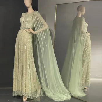 Scz044 Jancember Mėtos Žalumo Prabanga Dubajus Vakaro Suknelės Su Žaliuoju 2023 Elegantiškas Zawalcowany Arabų Moterų Ilgai Vestuvės Dress