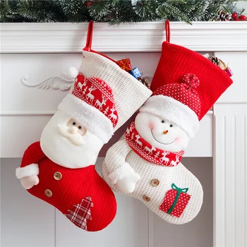 Didelis Raudonas Baltas Megztas Kalėdų Kojinę Santa Claus Židiniu Dekoras Kojinės Kalėdos Dovanų Maišeliai, Saldainių Turėtojas Dekoro Namai