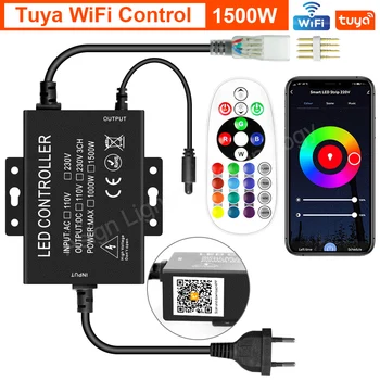 Tuya Smart Gyvenimo WiFi RGB Valdiklis 750W 1500W ES Prijunkite Maitinimo Bluetooth Nuotolinio Valdymo RGB Neon Led Juostelės Žibintai, 5050