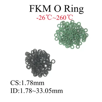 10 vnt. Žalios FKM Fluoro Guma, O Žiedas O Žiedas Naftos Sandarinimo Tarpinė CS 1.78 mm ID1.78 ~ 33.5 mm