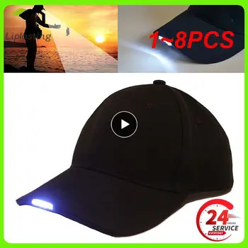 1~8PCS naudinga LED Žibintuvėlis Žvejybos Hat Sporto Beisbolo Kepurės, ilgos darbo valandos Nakties Pėsčiųjų Dviračių Žygiai, Medžioklės Skrybėlės