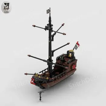 379PCS SS Viduramžiais Mažųjų Piratų Laivas Šalupe V1.0 Statybos Blokus 
