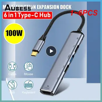 1~6PCS USB C HUB USB Ethernet Adapterio Tipas-C USB3.0 1000Mbps RJ45 Lan, jei Nešiojamą kompiuterį 
