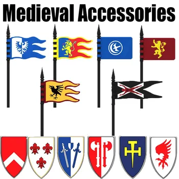 Viduramžių Varna Black Eagle Vėliavos Blokai Karinės Pilies Riterių Kareivis Duomenys Karo Rožės Shield Armijos Ginklų Plytų Žaislai