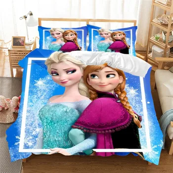 Naujas Anna Elsa 3D Patalynės Komplektas Twin Karalienė King Size Užšaldyti BedLine Vaikus Mergina Antklode Padengti Namų Tekstilės Šalikas